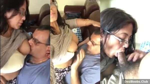 Milf wife boobs sucking and blowjob with boss mms