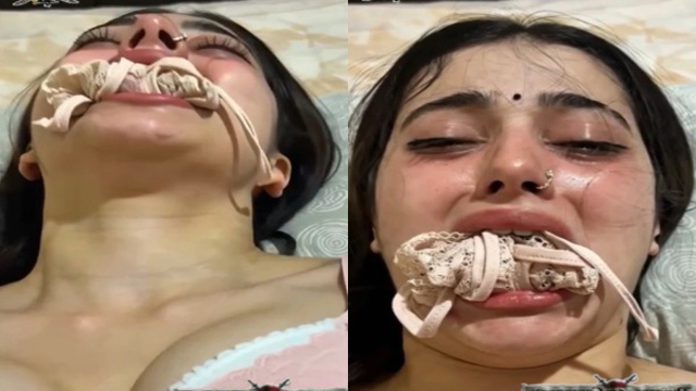 Crying Woman With Panties in Mouth Viral Orgasm Hot Expression